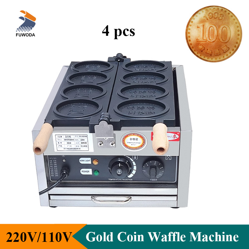 Mini Waffle Maker Machine - 4szt Small Gold Coin Bread Waffle