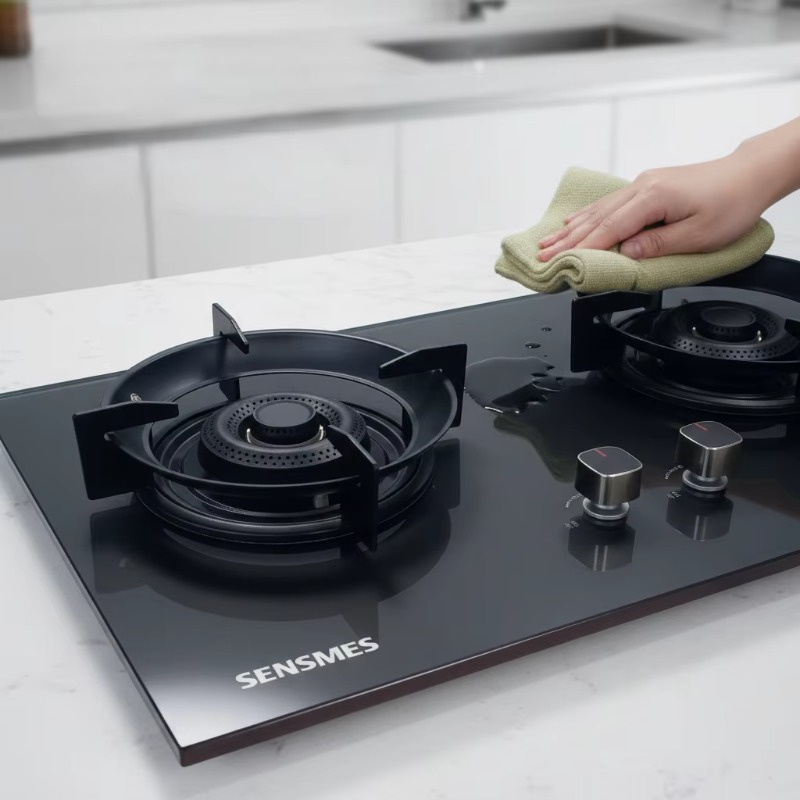 Kitchen Appliances - Czarna płyta gazowa z hartowanego szkła,