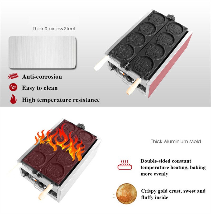 4szt Small Gold Coin Bread Waf – Mini Waffle Maker Machine recenzja i cena