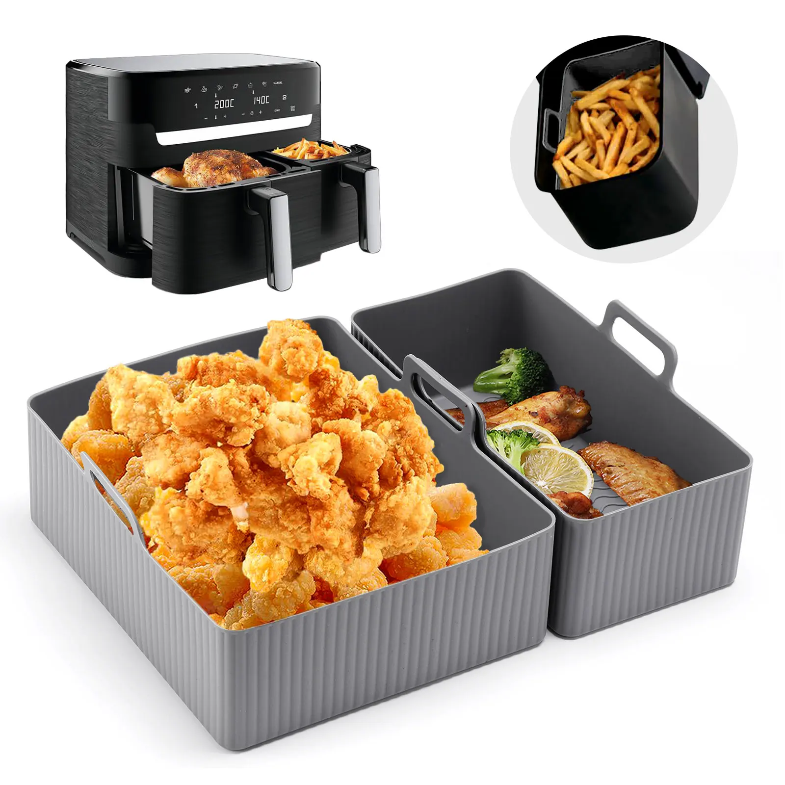 Zestaw 2 szt. silikonowych mat – Air Fryer Silicone Pot Liner recenzja i cena