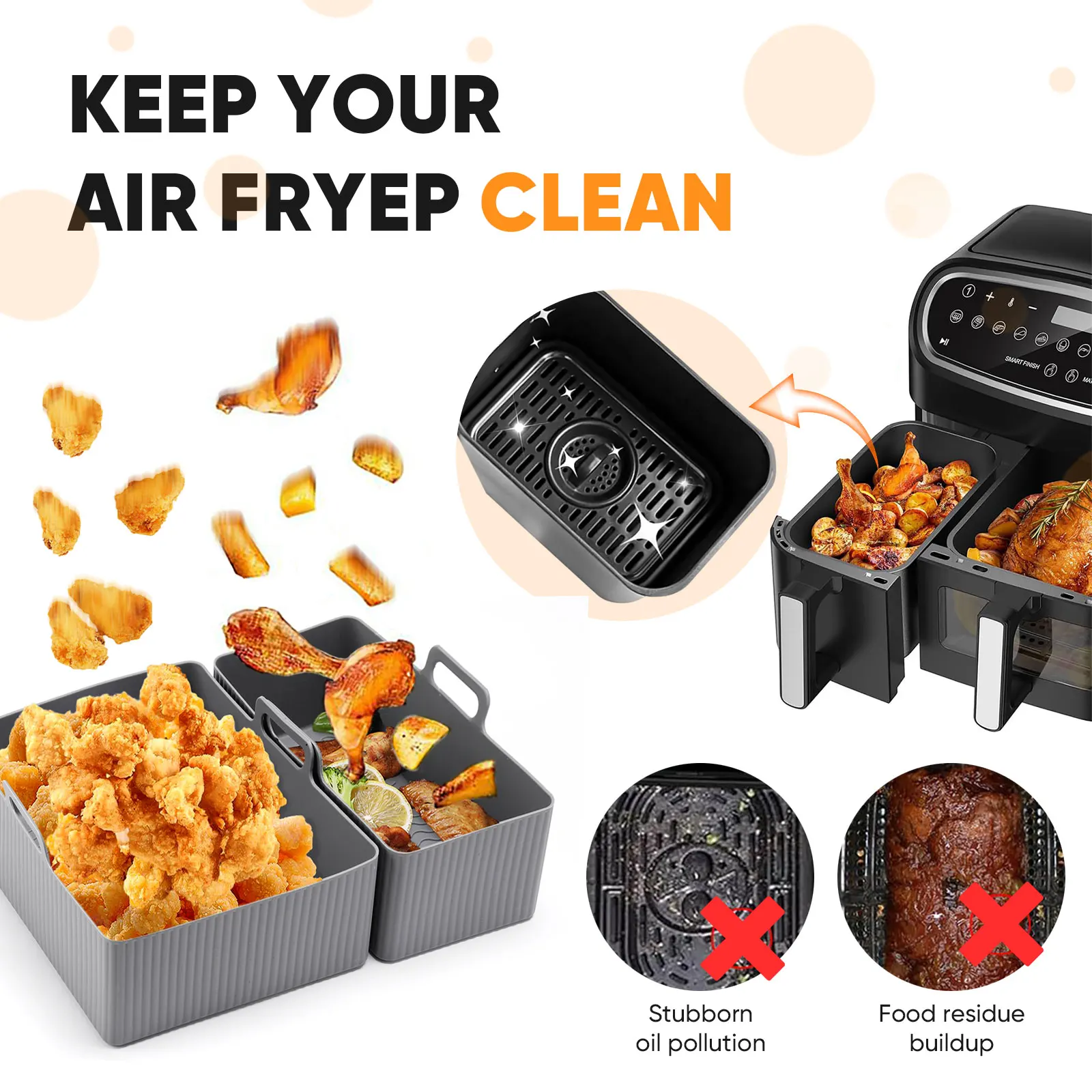 Zestaw 2 szt. silikonowych mat – Air Fryer Silicone Pot Liner recenzja i cena
