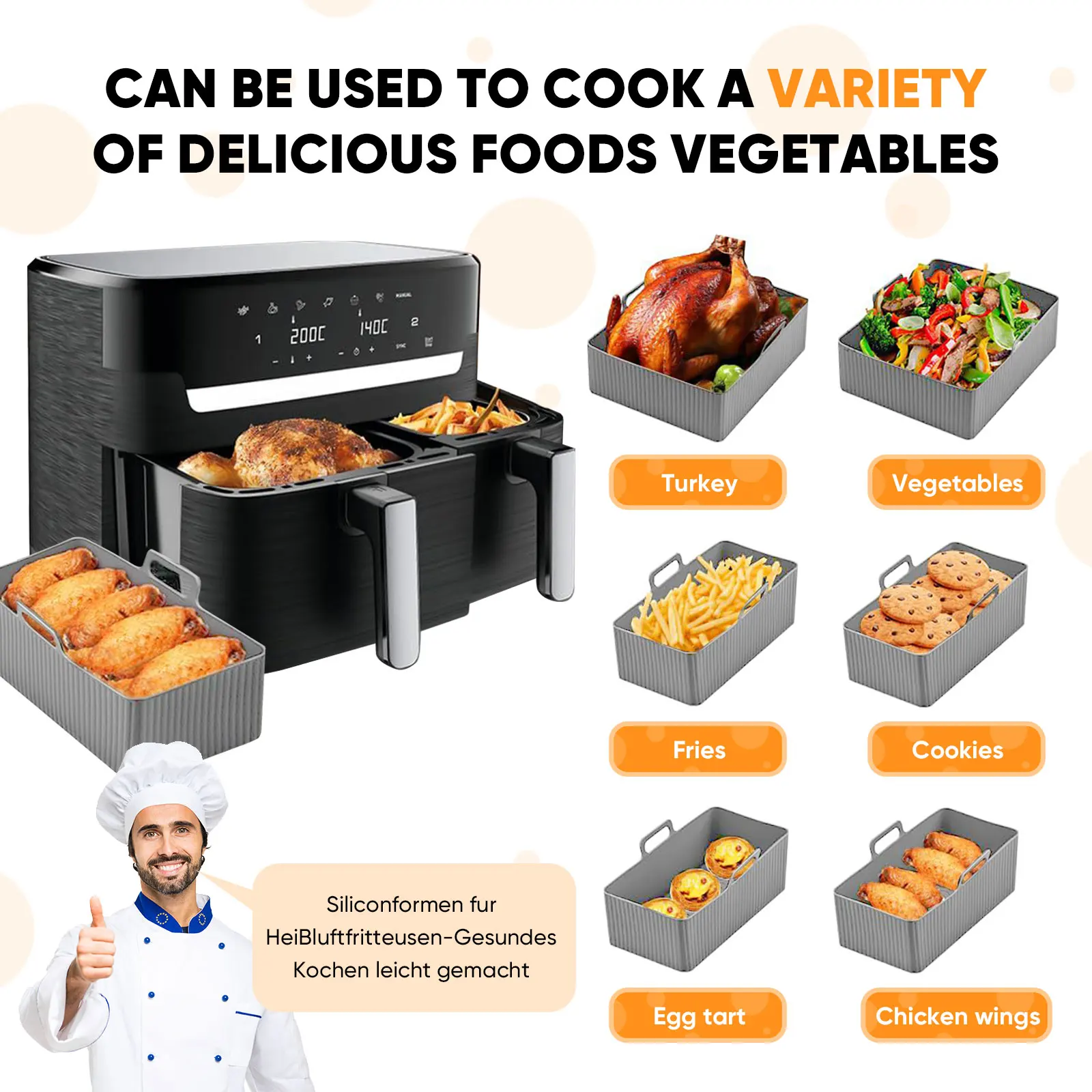 Zestaw 2 szt. silikonowych mat – Air Fryer Silicone Pot Liner recenzja i cena